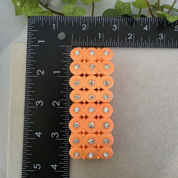 Boho Orange Metal Stretch Bangle Bracelet - Picture 8 of 8